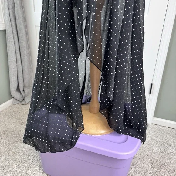 Y2K EXPRESS Kimono Dress S/M Sheer Polka Dot Parisian French Effortless 12/2009 - Picture 7 of 14